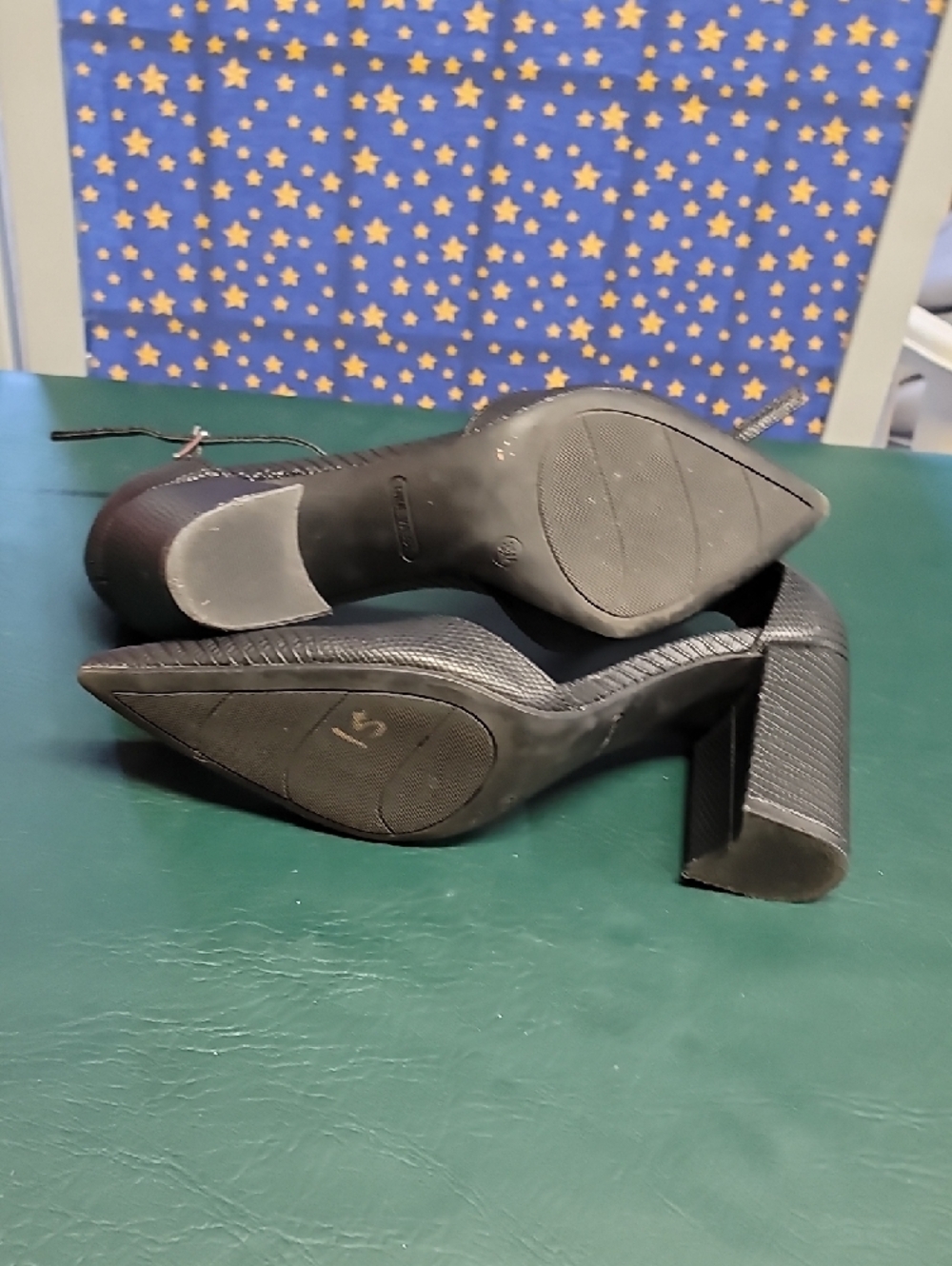 Nine West Black Textured Pointed-Toe Ankle-Strap Heels - Picture 3 of 4